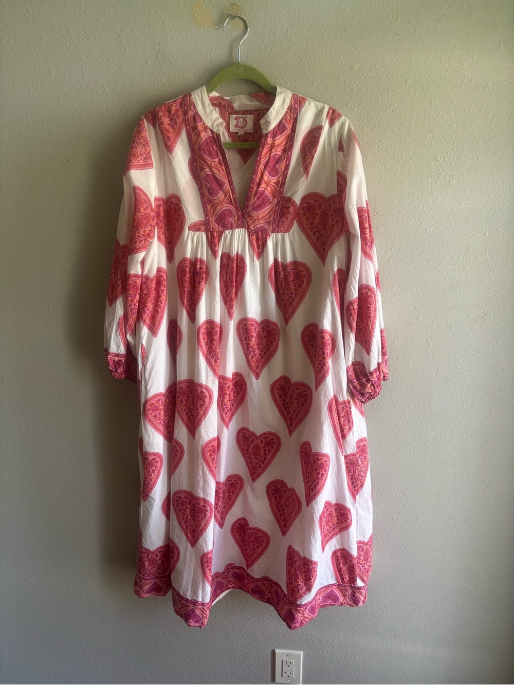 Victoria Dunn White Dress with Pink Heart Motif